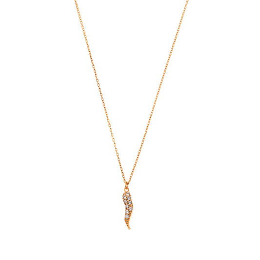 Cornetto Necklace in Real Gold and Zircons
