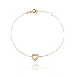 Heart Bracelet in Real Gold and Zircons 
