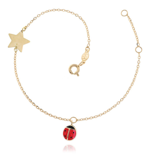 Ladybug Star Bracelet in Real Gold