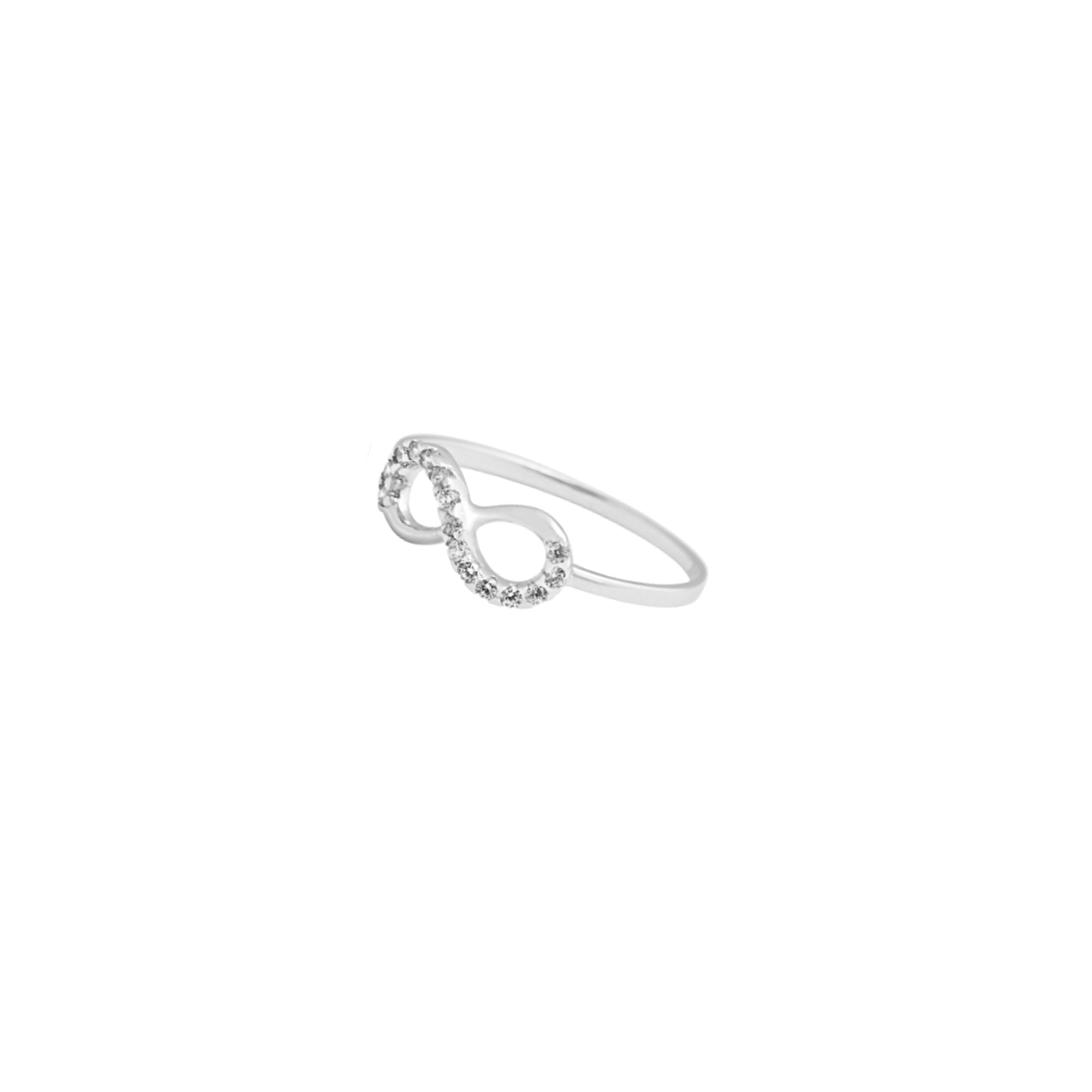 Infinity ring in real gold and zircons 