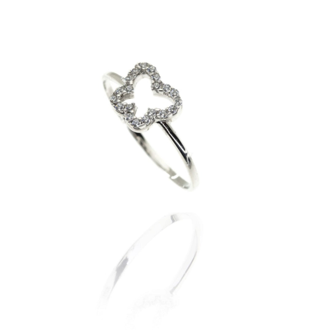 Butterfly Ring in Real Gold and Zircons 
