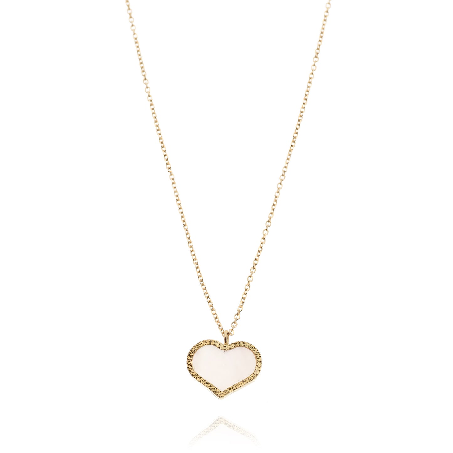 Heart Necklace in Real Gold and Mother of Pearl 