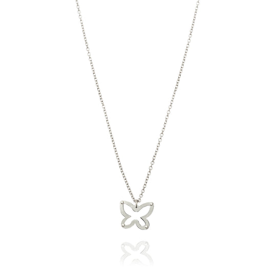 Butterfly Necklace in Real Gold and Zircons 