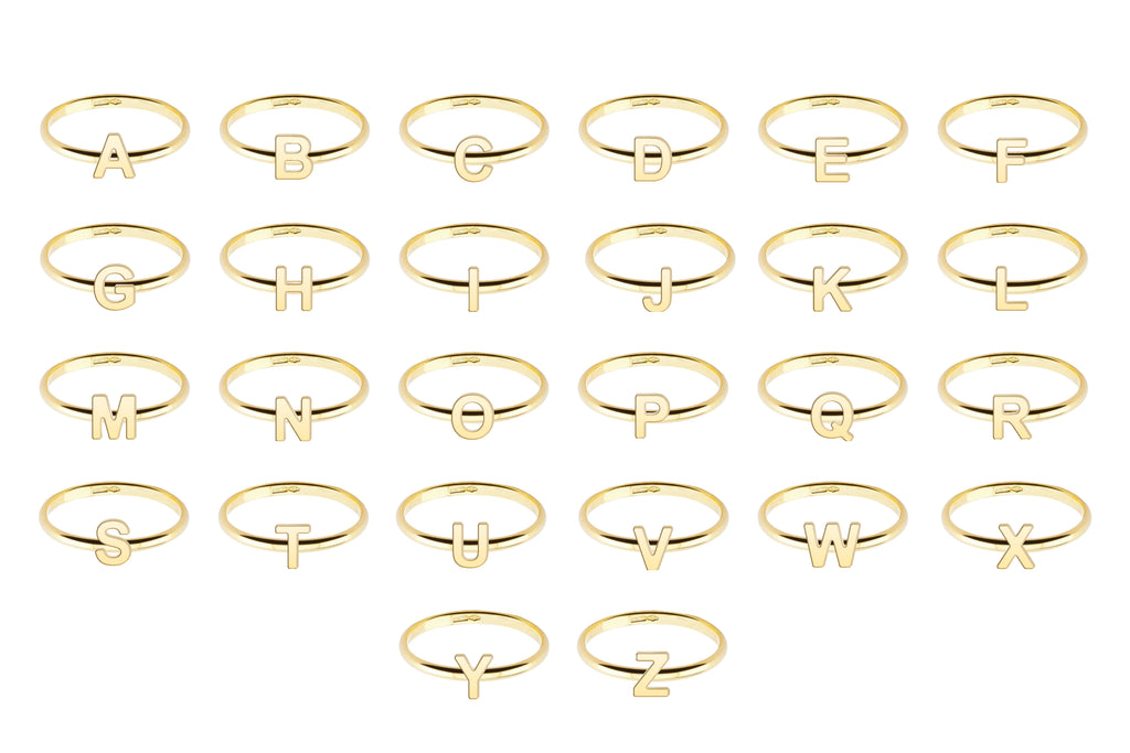 Real Gold Initial Ring