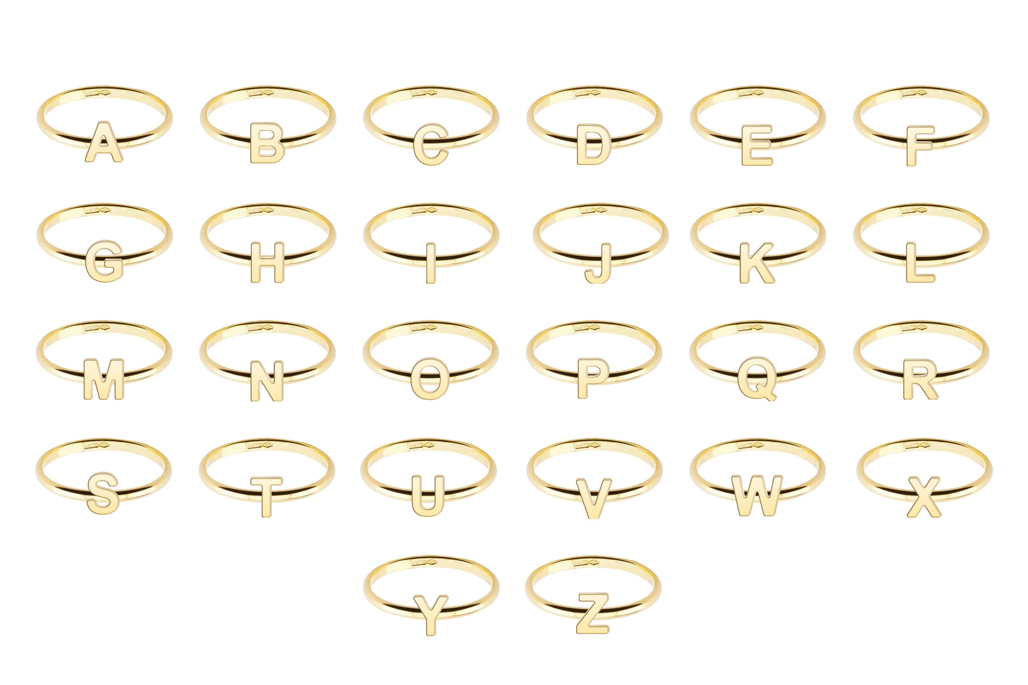 Real Gold Initial Ring