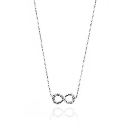 Infinity Necklace in Real Gold and Zircons 