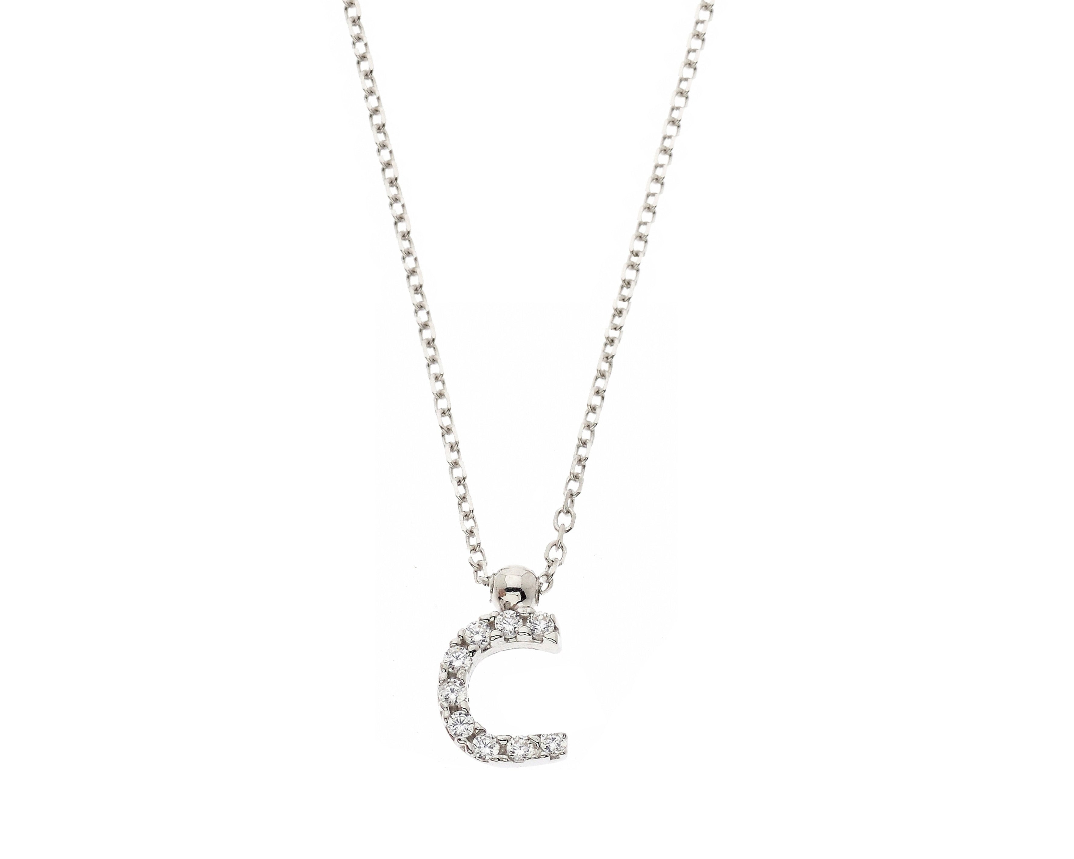 Initial Necklace in Real Gold and Zircons