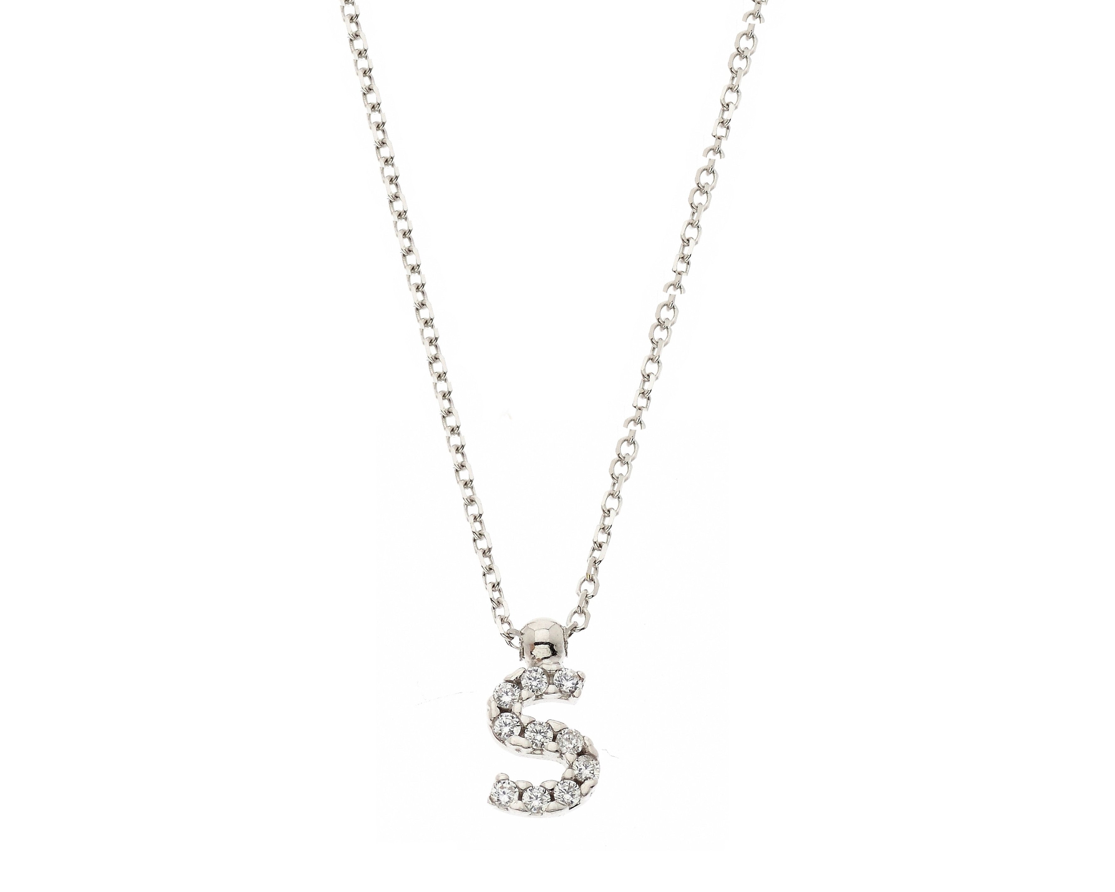 Initial Necklace in Real Gold and Zircons