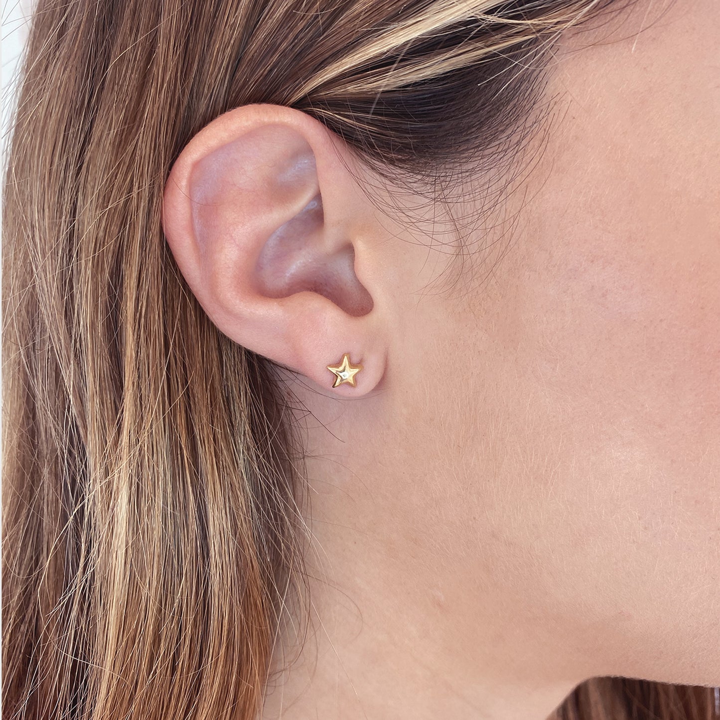 Star Earrings in Real Gold 